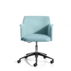 seduta imbottita colore azzurro ruote base 
 ragno Dafne Moving